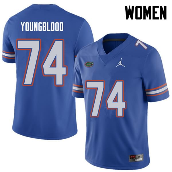 Women's NCAA Florida Gators Jack Youngblood #74 Stitched Authentic Jordan Brand Royal College Football Jersey ALJ3365LR